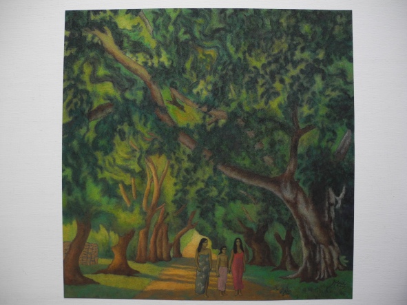 Two women and one child in the Garden of Eden