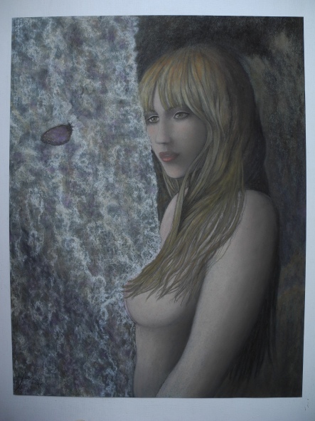 The girl, the curtain and the butterfly