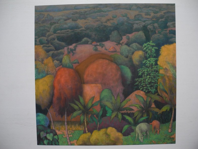 Landscape with two donkeys